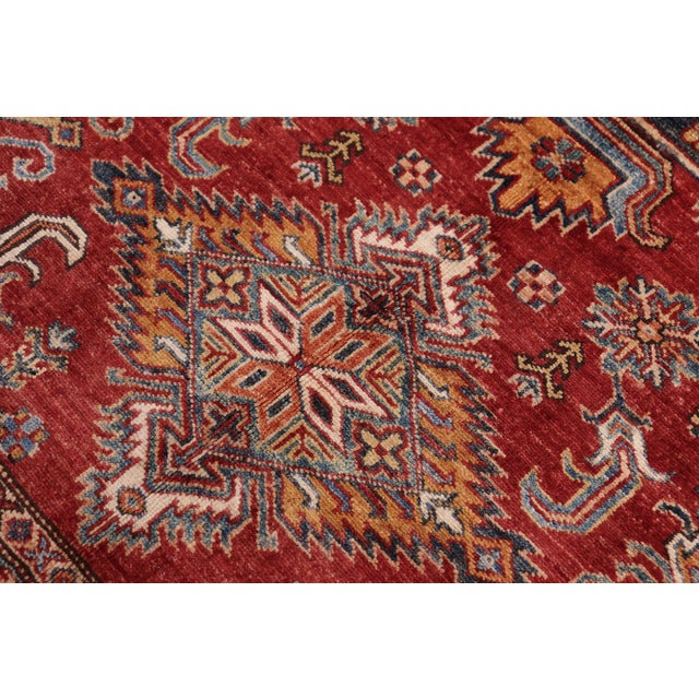 1990s Rustic Super Kazak Red/Beige Wool Rug- 5'1'' X 6'0'' For Sale - Image 5 of 10