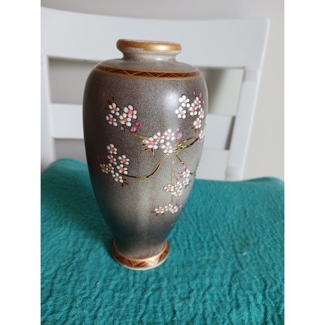 Late Meiji Era Japanese Satsuma Vase Birds and Blossoms For Sale - Image 4 of 8