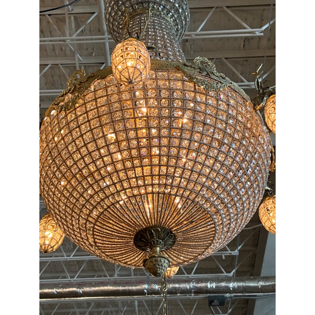 Art Nouveau 1990s Oversized Empire Deer Head 12 Lights Chandelier For Sale - Image 3 of 6