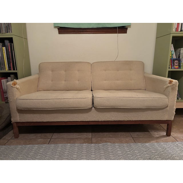 Mid-Century Modern Vintage 1950s Mid-Century Modern Knoll Sofas With Walnut Bases For Sale - Image 3 of 15