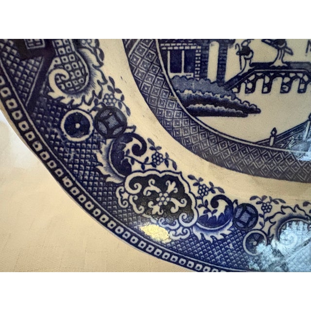 19th Century English Staffordshire Blue and White Transferware Platter For Sale - Image 4 of 17
