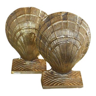 Solid Brass Clam Shell Bookends - a Pair India For Sale
