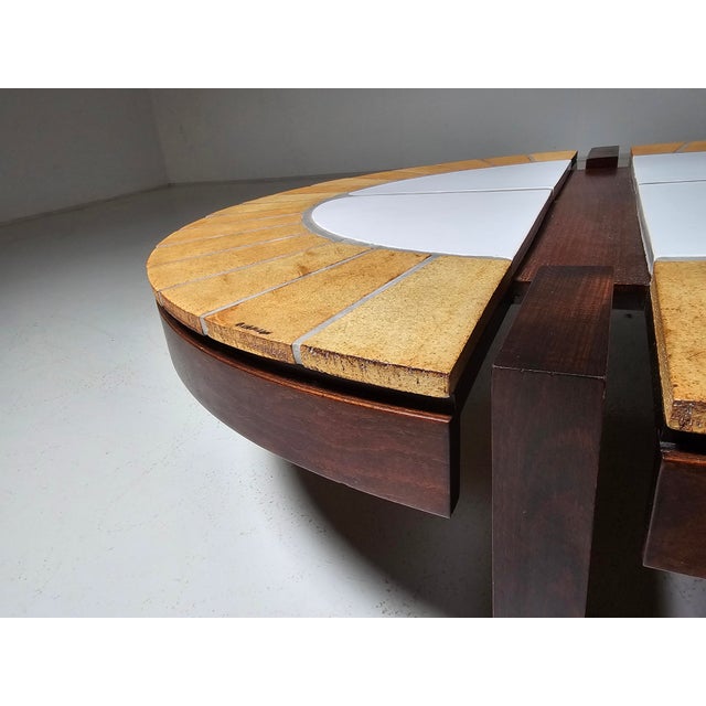 Ceramic and Oak Eucalyptus Coffee Table by Roger Capron, 1970s For Sale - Image 9 of 11