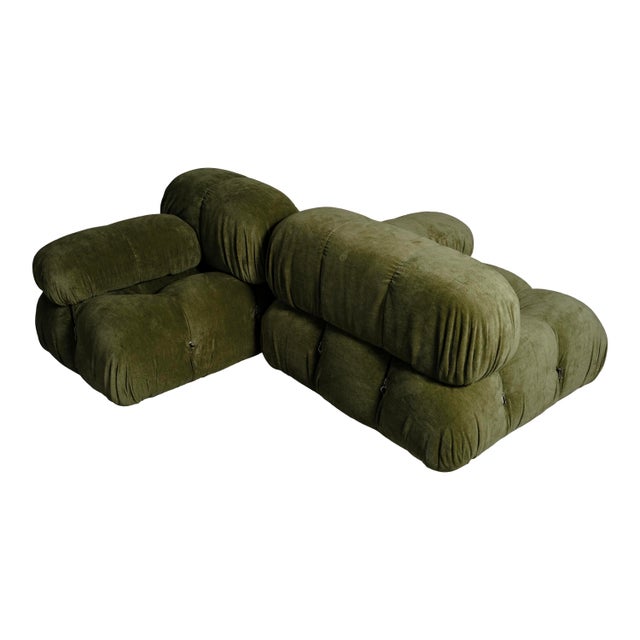 Camaleonda Sofa bin Green Linen Velvet y Mario Bellini for B&B Italia, 1972, Set of 2 For Sale - Image 11 of 18
