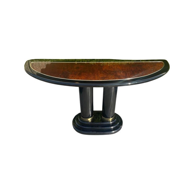 Henredon Scene Three Burl Wood & Black Lacquer Console Table Chairish