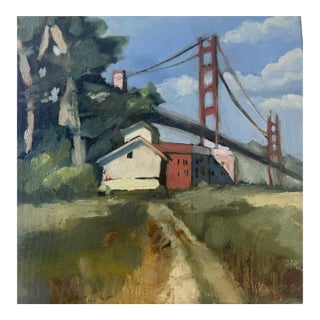 Oil Painting on Canvas Landscape by Danka Krol, San Francisco, Golden Gate Bridge For Sale