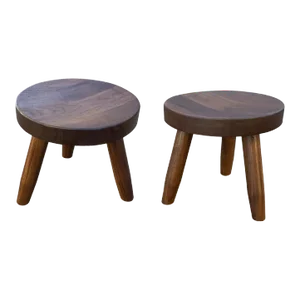 Mid Century Style Solid Walnut Stools - a Pair