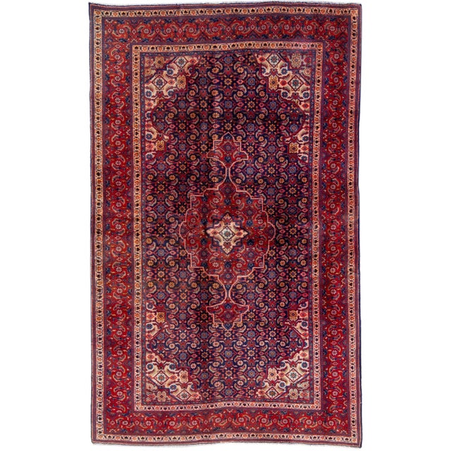Textile 1960s Vintage Persian Bidjar Handmade Medallion Red Wool Rug For Sale - Image 7 of 7