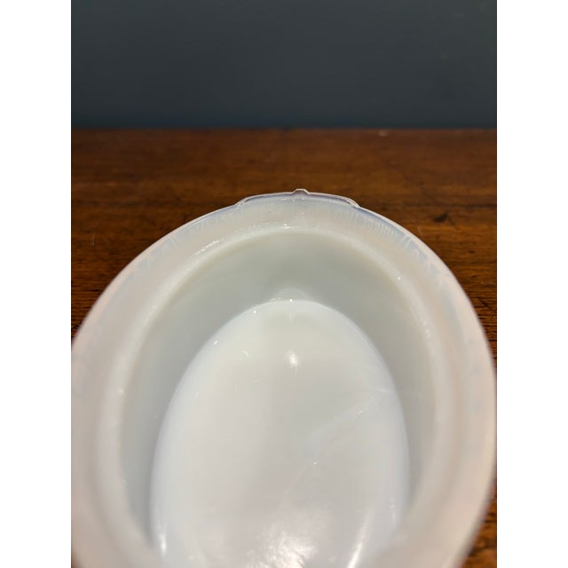 Antique 1898 Flaccus Bros. Uranium Milk Glass 'Uss Wheeling' Battleship Covered Dish For Sale In Seattle - Image 6 of 10