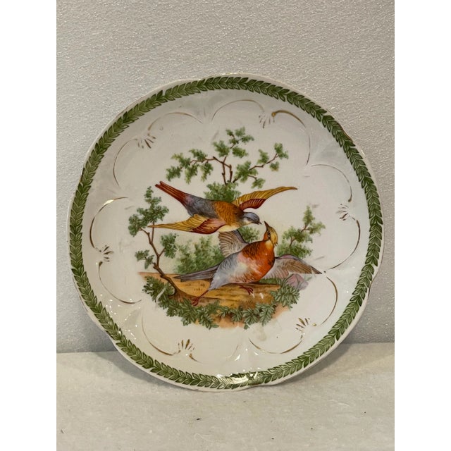English Antique 19th Century Hand-Painted Bird Plates- a Pair For Sale - Image 3 of 6
