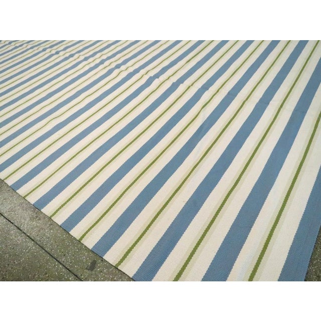 Sky Blue Galerie Shabab Collection Late 20th Century Handmade Turkish Flatweave Kilim Oversize Carpet For Sale - Image 8 of 10