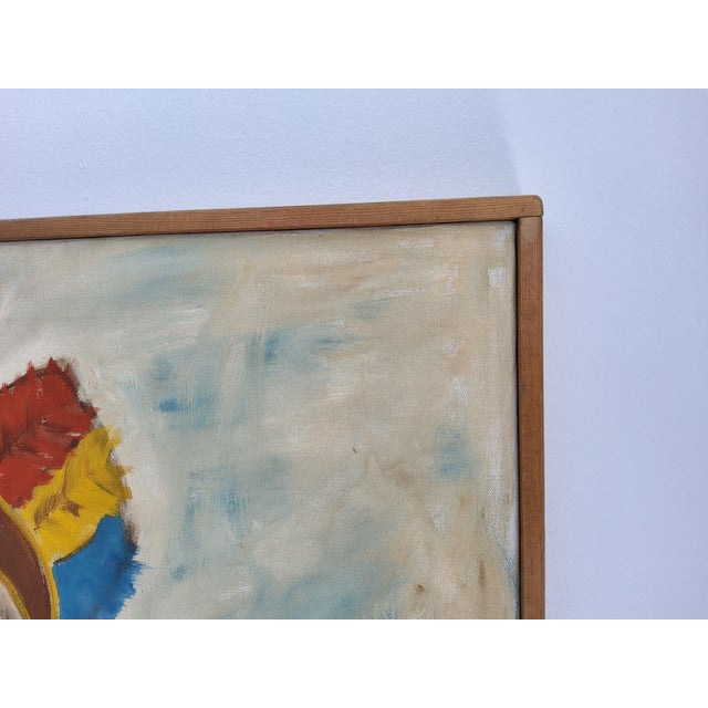 Mid Century Modernist Oil Portrait Painting by Woodstock Art Colony Artist Carolyn Haeberlin 1956 "Indian" For Sale - Image 10 of 18