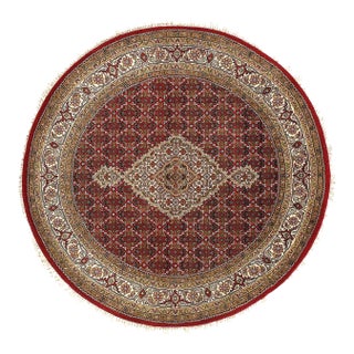 Pasargad DC Fine Hand Knotted Silk & Wool Tabriz Round Rug For Sale