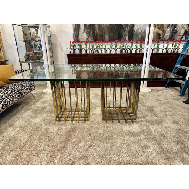 Gold Pierre Cardin Cage Style Base Dining Table in Mixed-Metals For Sale - Image 8 of 12