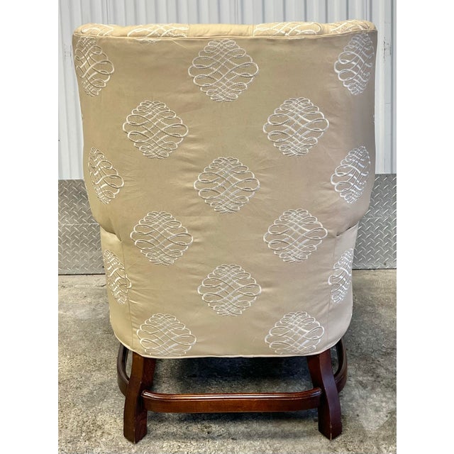 Wood Henredon Tufted Back Chippendale Style Wingchair For Sale - Image 7 of 11
