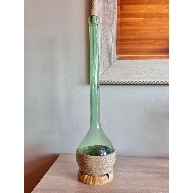 Italian Vintage Green Long Neck Italian Chianti Wine Bottle For Sale - Image 3 of 5