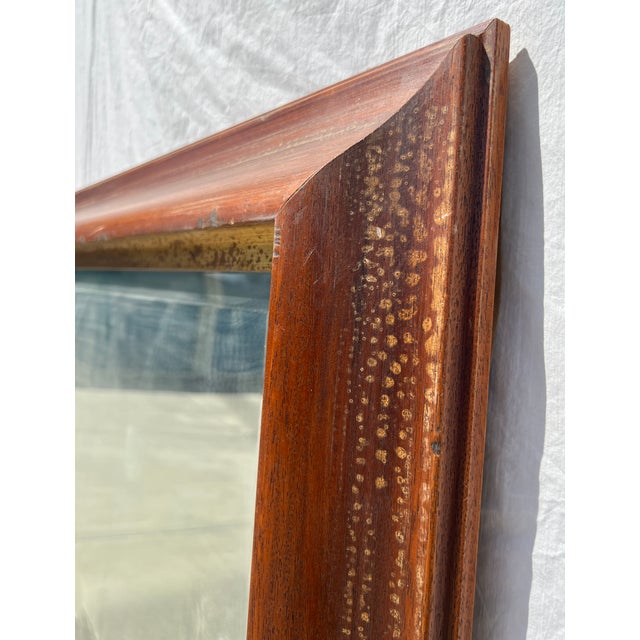 2000 - 2009 Italian Walnut Wood & Gold Distressed Floor Mirror For Sale - Image 5 of 13