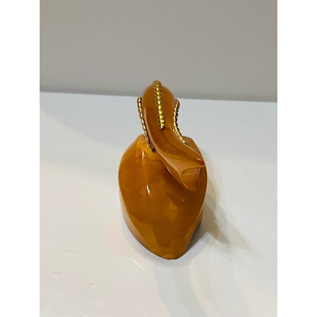 Vintage 1980s Baltic Amber Fish Figurine Egg Yolk Color Gold Accents For Sale - Image 9 of 11