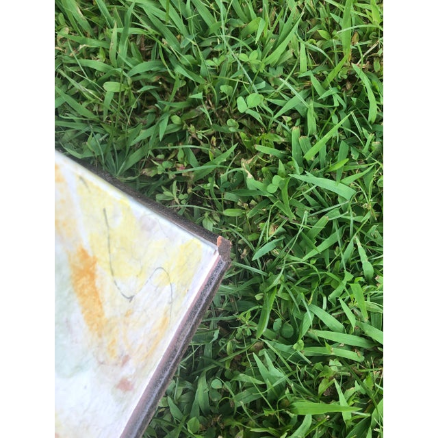 White Large Vintage Italian Glazed Terracotta Cat With Glass Eyes For Sale - Image 8 of 9