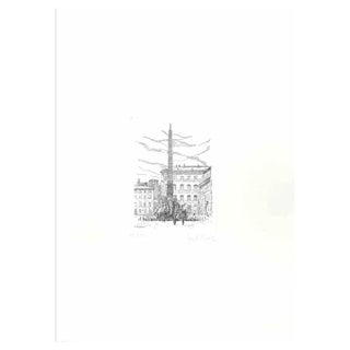Giuseppe Malandrino, Fountain of the Four Rivers, Etching, 1970s For Sale