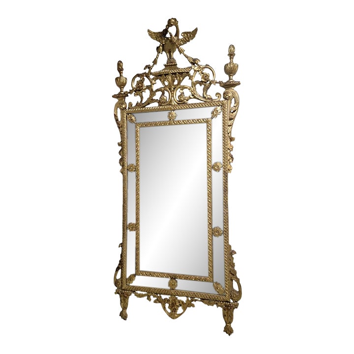 Monumental 18th Century Italian Carved Gilt Wood Pier Mirror With