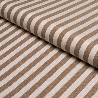 Schumacher Hanson Indoor/Outdoor Stripe Narrow Fabric In Brown For Sale