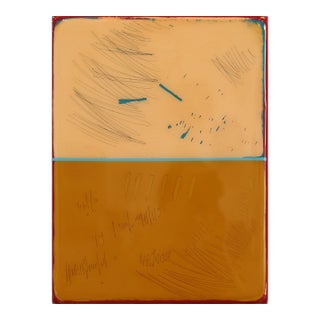 The Window 379 - Contemporary Shiny Resin Minimalist Brown Yellow Tone Artwork by Ricky Hunt For Sale
