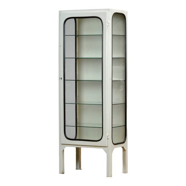 Vintage Medical Cabinet in Glass and Iron, 1970s For Sale