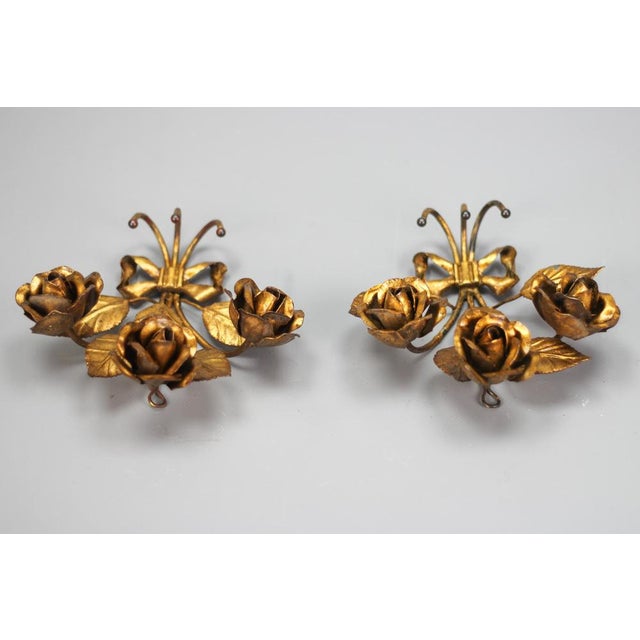 Italian Gilt Metal Rose Coat Hooks, 1960s, Set of 2 For Sale - Image 11 of 18