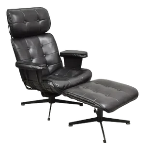 Homecrest Bottemiller Style Mid Century Modern Swivel Iron Lounge Chair & Ottoman