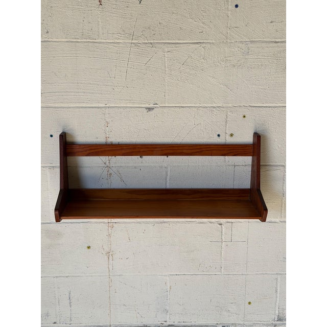 Vintage Danish Teak Wall-Mounted Shelf With Sculptural Side Supports – Mid-Century Modern Scandinavian Floating Bookshelf For Sale In Los Angeles - Image 6 of 11