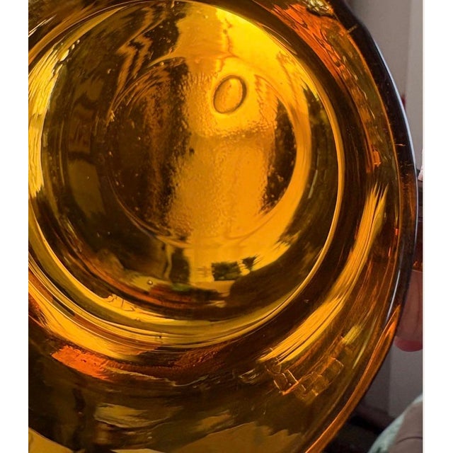 1970s Spanish Revival Amber Glass Sangria Pitcher & 6 Mugs, 7 Pieces For Sale - Image 4 of 8