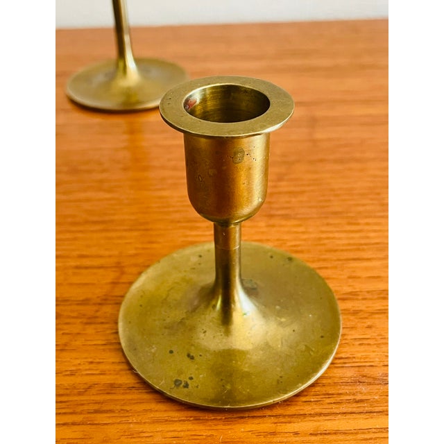 Metal Mid-Century Brass Candlesticks, Set of 6 For Sale - Image 7 of 18