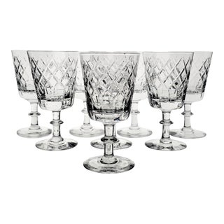Late 20th Century Webb Corbett Wec2 English Lead Crystal Water Goblets Set of 8 For Sale