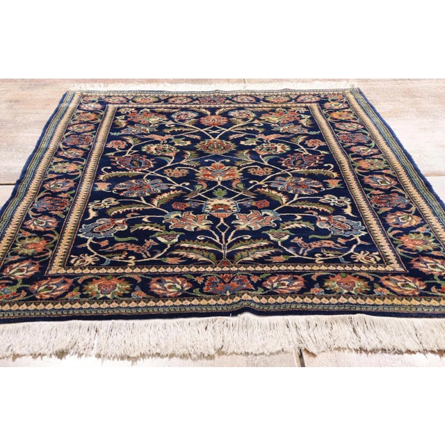 Vintage Navy Blue Chinese Tabriz Rug, 04'01 X 05'09 For Sale - Image 9 of 10