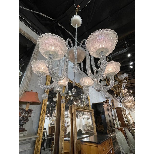 Early 21st Century Murano Glass 6 Arm Chandelier For Sale - Image 5 of 9