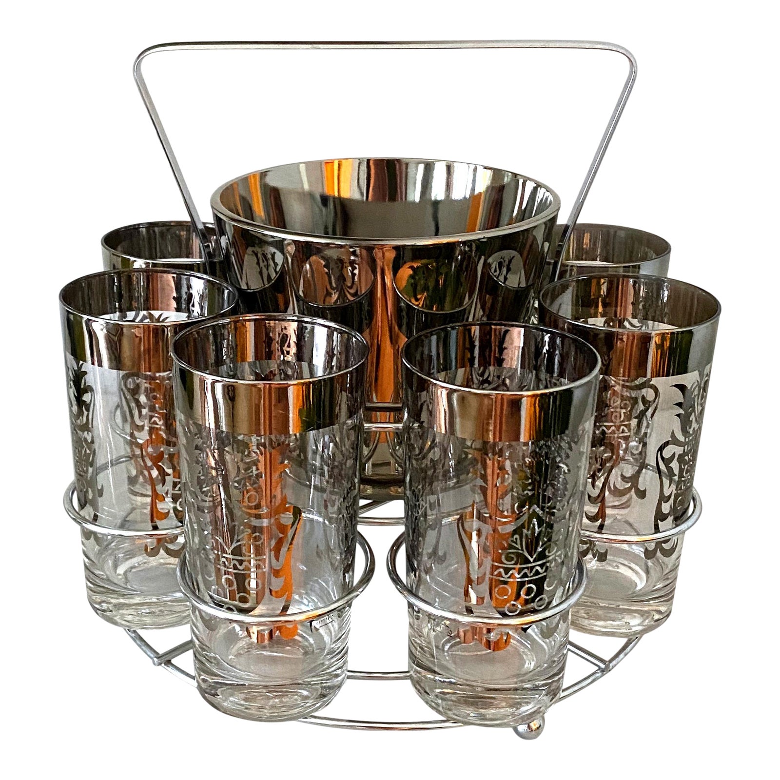 MidCentury Modern Kimiko Signed Coat of Arms Highball & Caddy Set 10 Pieces Chairish