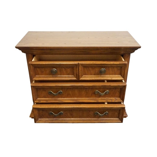 Late 20th Century Thomasville Furniture Renaissance Collection Solid Oak 39" Nightstand Chest 34511-110 For Sale - Image 5 of 13