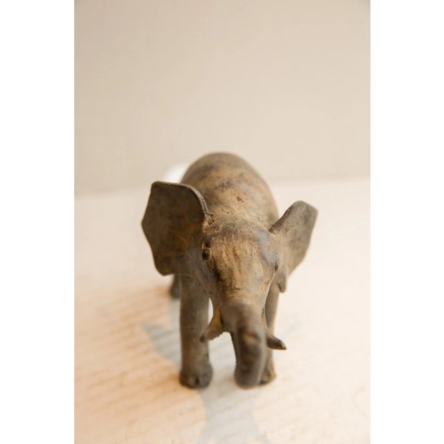 African Vintage African Elephant Eating Sculpture For Sale - Image 3 of 8