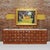 Square Pattern Oak and Brass Sideboard with Travertine Top, Italy, 2000 For Sale - Image 10 of 11