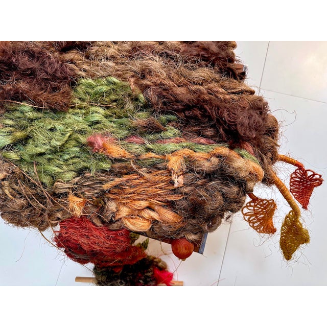 Large Hand-Woven Apple Tree Macramé Art Wall Hanging in Coconut Fibers with Pinewood Details, West-Germany, 1970s For Sale - Image 17 of 18