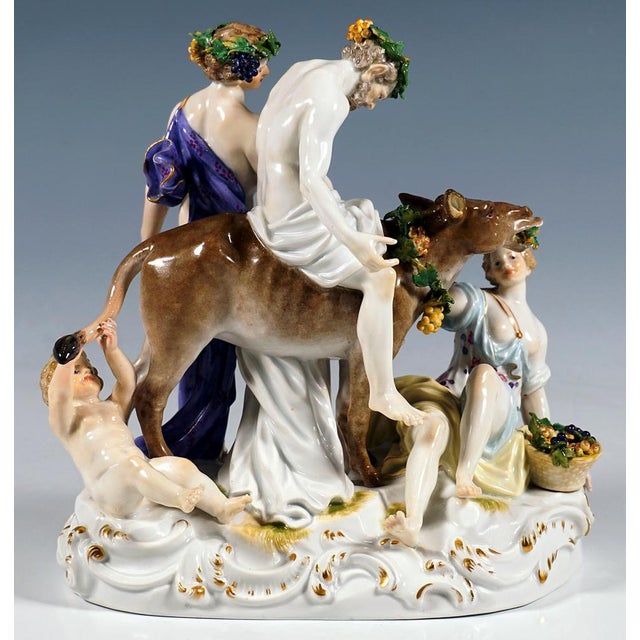 Bacchant Group with Drunken Silenus on Donkey by E.A. Leuteritz for Meissen, 1870s For Sale - Image 4 of 9