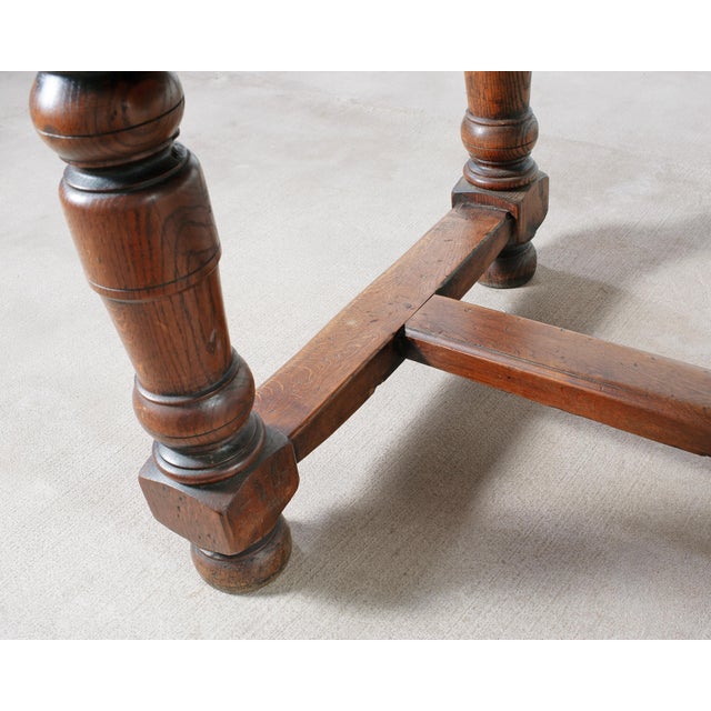Country French Provincial Oak Farmhouse Dining Table 9 Ft For Sale - Image 14 of 18