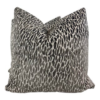 Animal Print Epingle Cut Velvet in Brown 22" Pillows-A Pair For Sale
