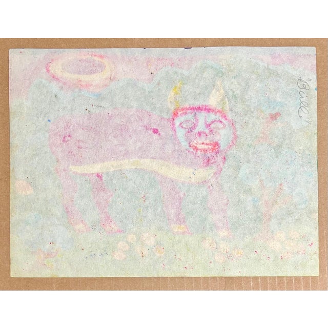 Malcah Zeldis, Malcah Zeldis Folk Art Gouache Painting Mod Bull Jewish Woman Outsider Artist, 1989 For Sale - Image 9 of 10