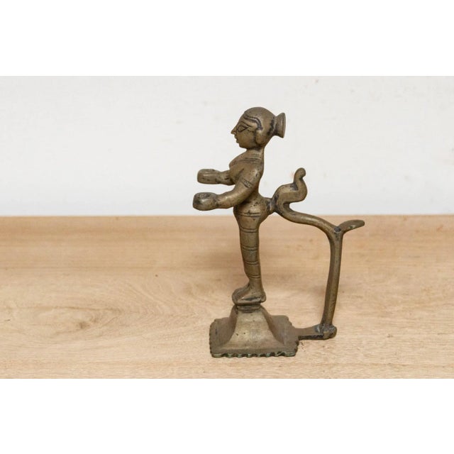 19th Century Indian Lakshmi Brass Oil Lamp For Sale In Los Angeles - Image 6 of 7