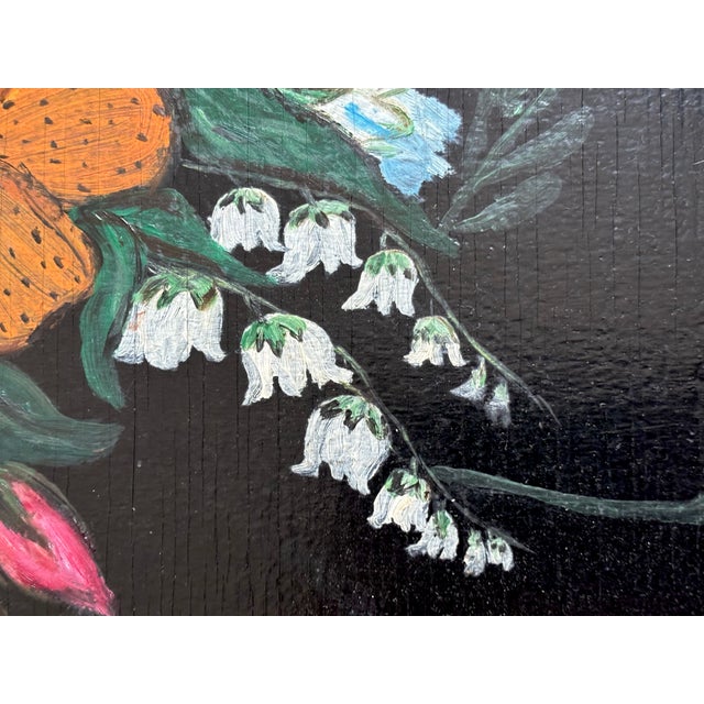 Rustic Mid 20th Century Folk Art Hand Painted Floral Tray For Sale - Image 3 of 8
