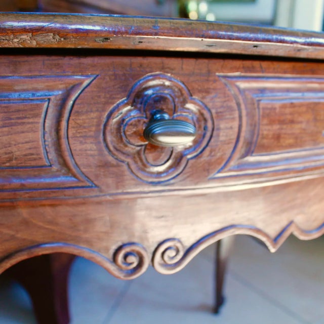 Cinnamon French Provincial Louis XV Period Carved Walnut Writing Table or Side Table For Sale - Image 8 of 13