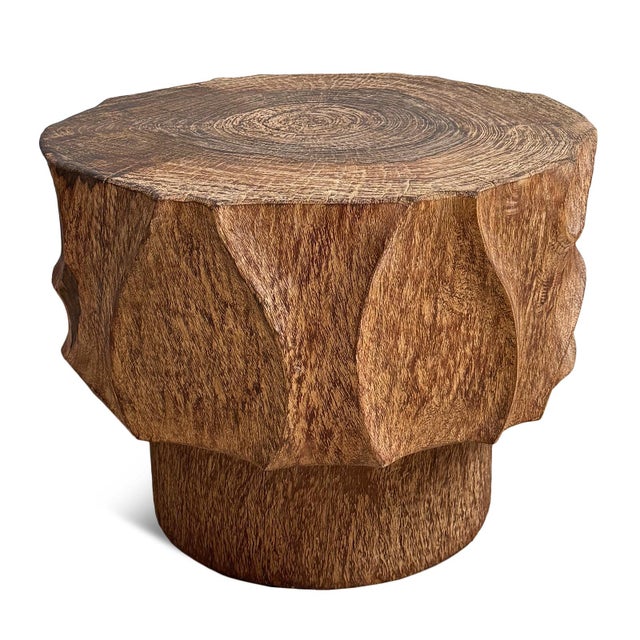 Lychee Swirl Carved Side Table For Sale In Los Angeles - Image 6 of 9
