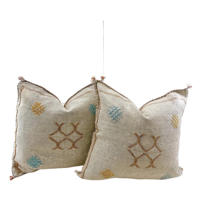Moroccan Sabra Cactus Silk Pillow Cover - A Pair For Sale
